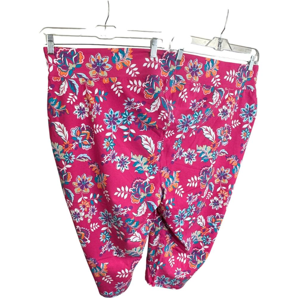 Sport Savvy Regular Printed Jersey Capri Pink Floral 5X Stretch Legging - Picture 10 of 14